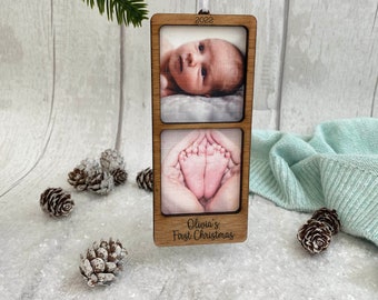 Primera Navidad personalizada del bebé / Primera bola de Navidad / Decoración navideña fotográfica / Regalo de baby shower / Regalo de abuelo