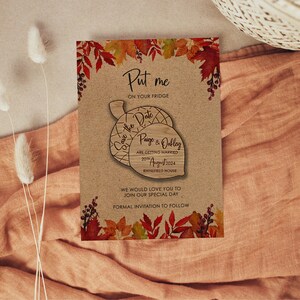 Wooden Magnet Save the Date, Magnet Save the Date, Wooden Save the Date, Acorn Save The Date, Autumn Save the date, Acorn02