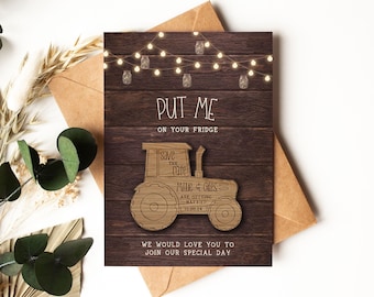 Wooden Magnet Save the Date, Save the Date Magnet, Tractor Save The Date, Personalised Save the Date, Farm Theme Save the Date, Tractor11
