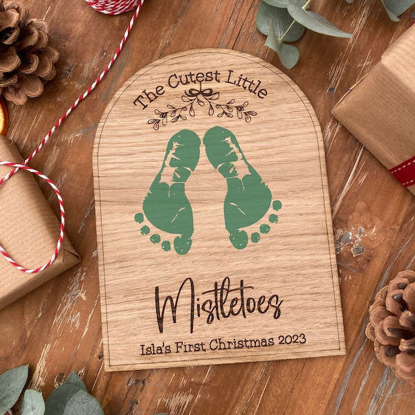 Mistelzweig Plakette | Personalisierte Mistelzweig Zeichen | Personalisiertes Weihnachtsschild | Baby's First Christmas Sign | Erste Weihnachtstafel