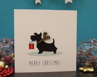 Dog Christmas Card | Scottie Dog Card | Westie Card | Christmas Card | Seasons Greetings Card | Wooden Christmas Card | Wooden Card