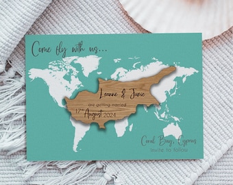 Save the Date Magnet, Abroad Wedding Stationery, Personalised Save the Date, Wooden Save The Dates, Destination Save The Date, Island03