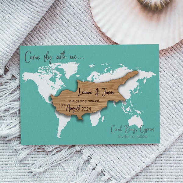 Save the Date Magnet, Abroad Wedding Stationery, Personalised Save the Date, Wooden Save The Dates, Destination Save The Date, Island03