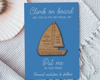 Wooden Magnet Save the Date, Magnet Save the Date, Wooden Save the Date, Sailing Boat Save the Date, Abroad Wedding, Nautical Wedding 02