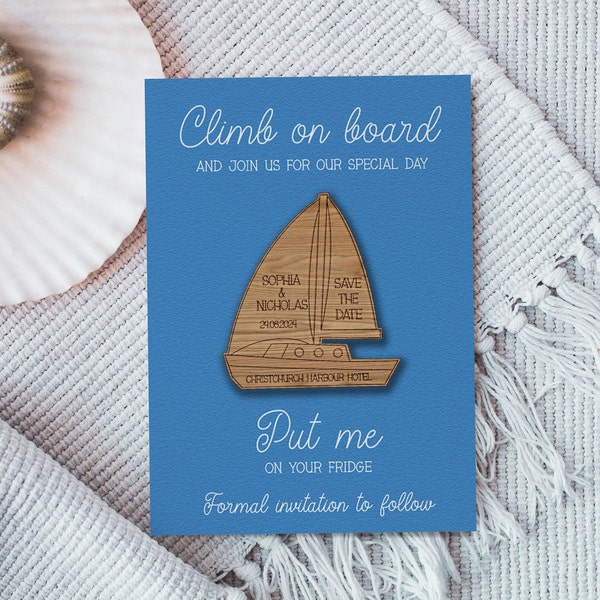 Wooden Magnet Save the Date, Magnet Save the Date, Wooden Save the Date, Sailing Boat Save the Date, Abroad Wedding, Nautical Wedding 02