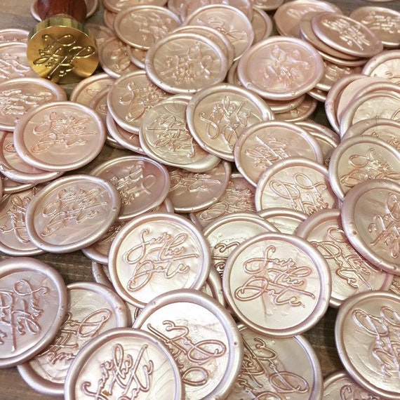 Handmade Save The Date Wax Seals: Pearlised Peel and Stick