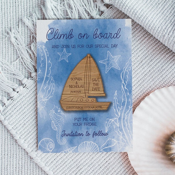 Wooden Magnet Save the Date, Magnet Save the Date, Wooden Save the Date, Sailing Boat Save the Date, Abroad Wedding, Nautical Wedding 04