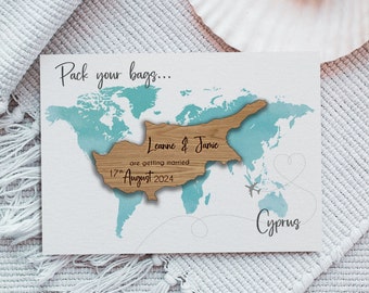 Save the Date Magnet, Abroad Wedding Stationery, Personalised Save the Date, Wooden Save The Dates, Destination Save The Date, Island01