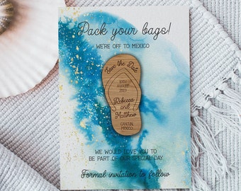 Wooden Magnet Save the Date, Magnet Save the Date, Wooden Save the Date, Flipflop Save the Date, Abroad Wedding, Beach Wedding, Flipflop 06