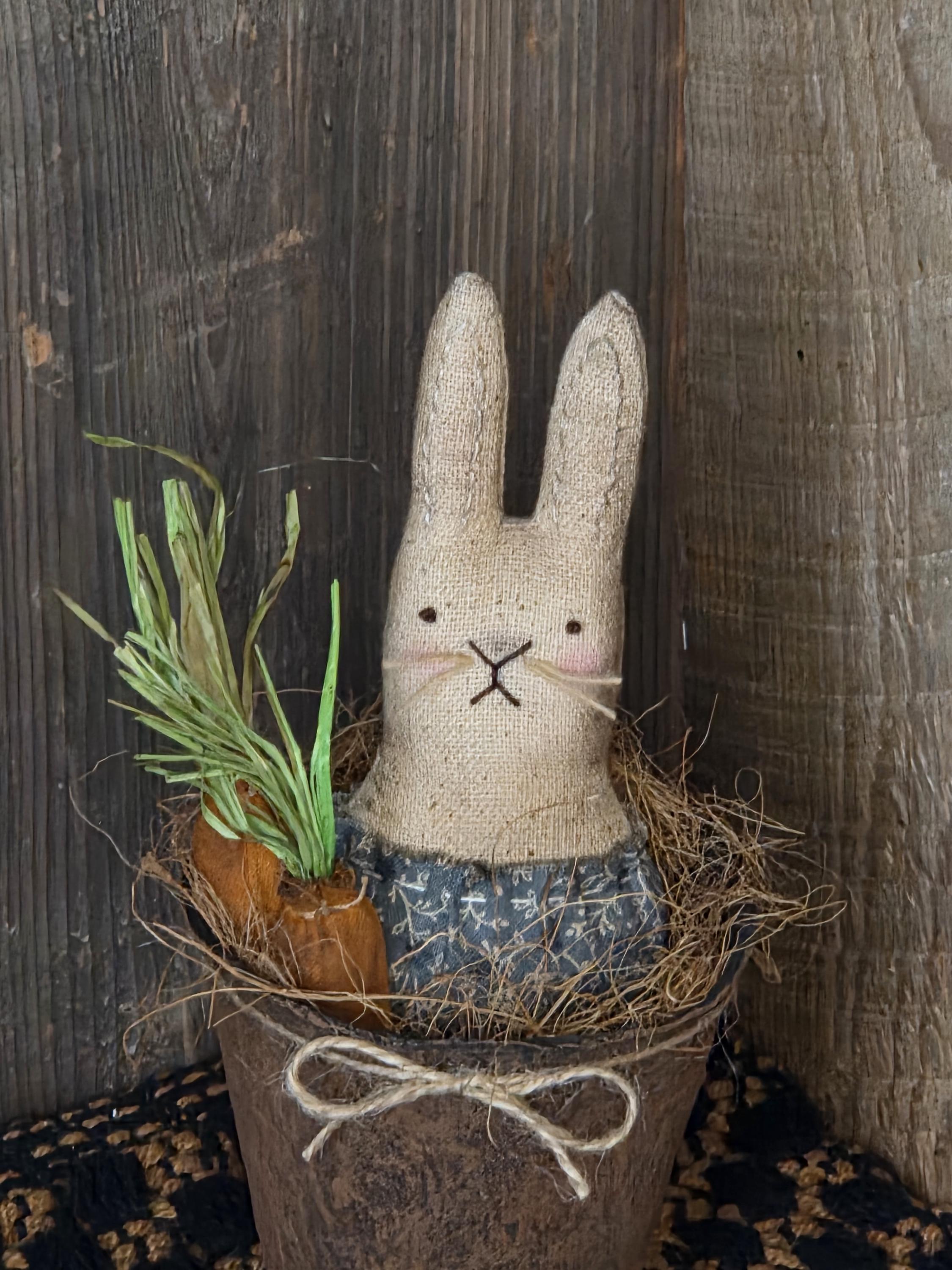 Primitive Rabbit Spring Spring Bunny in a Peat Pot #2, Primitive, Handmade, Prim Rabbit - Etsy