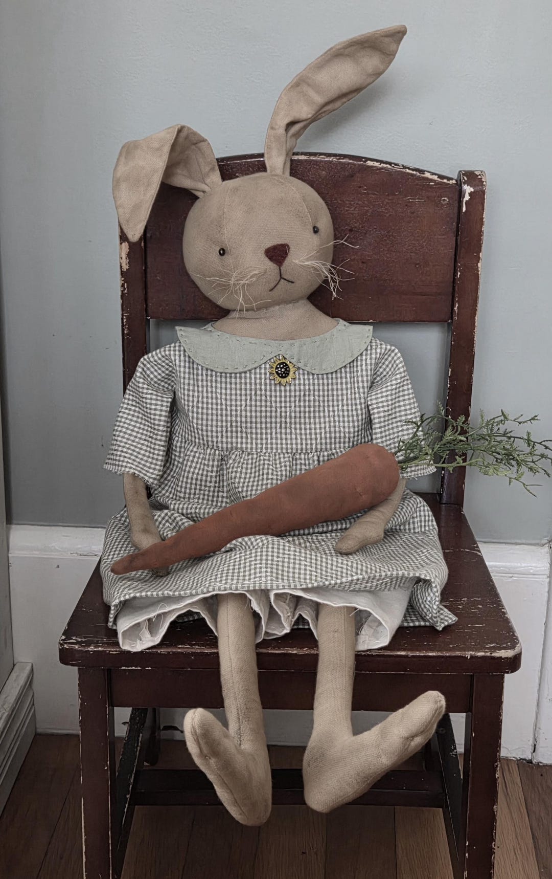 Primitive Spring Rabbit With Carrot, Primitive Bunny - Etsy