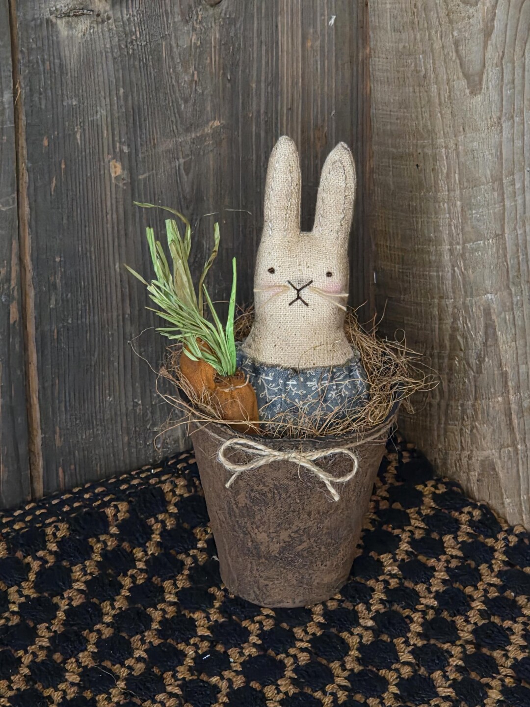 Primitive Rabbit Spring Spring Bunny in a Peat Pot #2, Primitive, Handmade, Prim Rabbit - Etsy