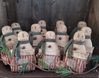 Snowman Bag, Prim Snowman,  Winter Decor
