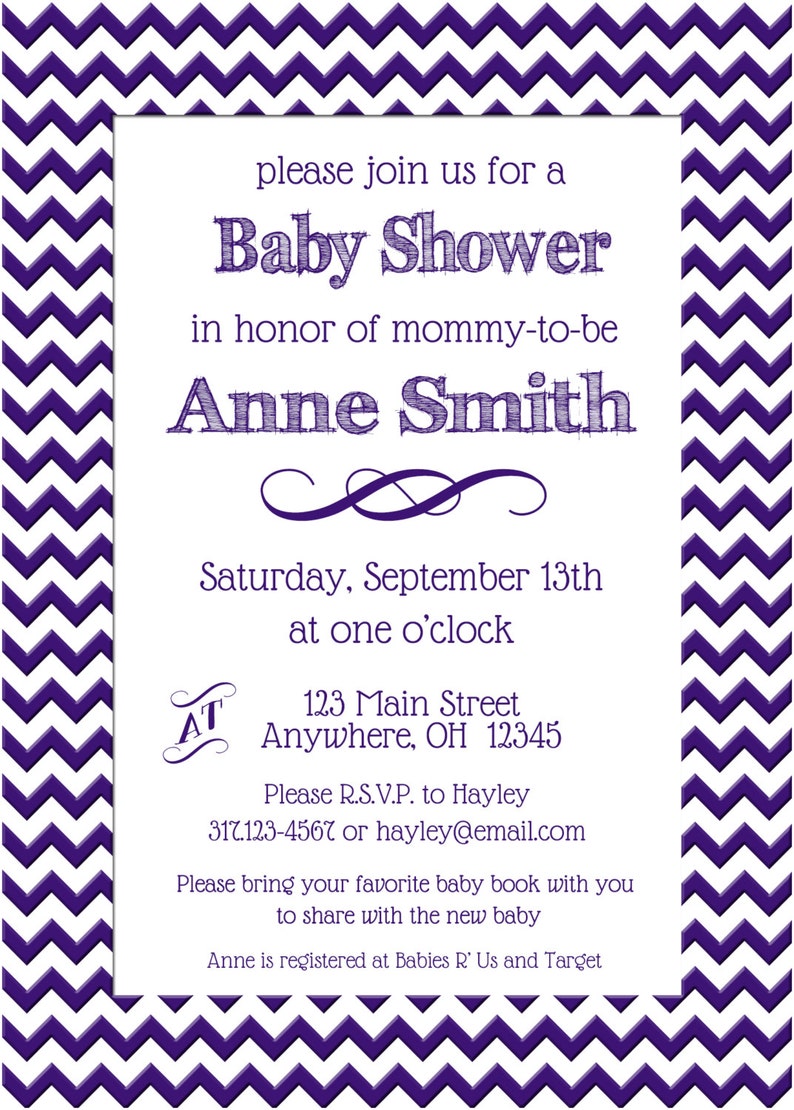 Personalized Baby Shower Invite Baby Shower Invitation Chevron Baby Shower Invite Custom Chevron Gender Neutral Baby Shower Invitation