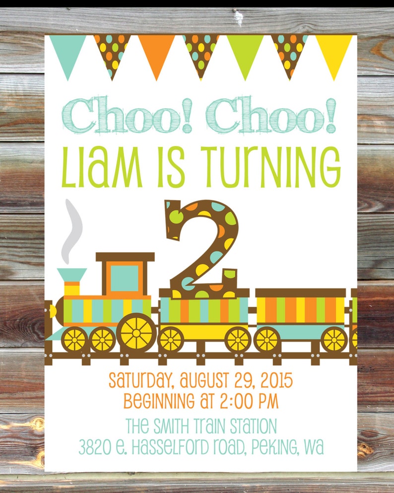 Train Theme Birthday Invitation 2nd Birthday Boy Toddler Etsy