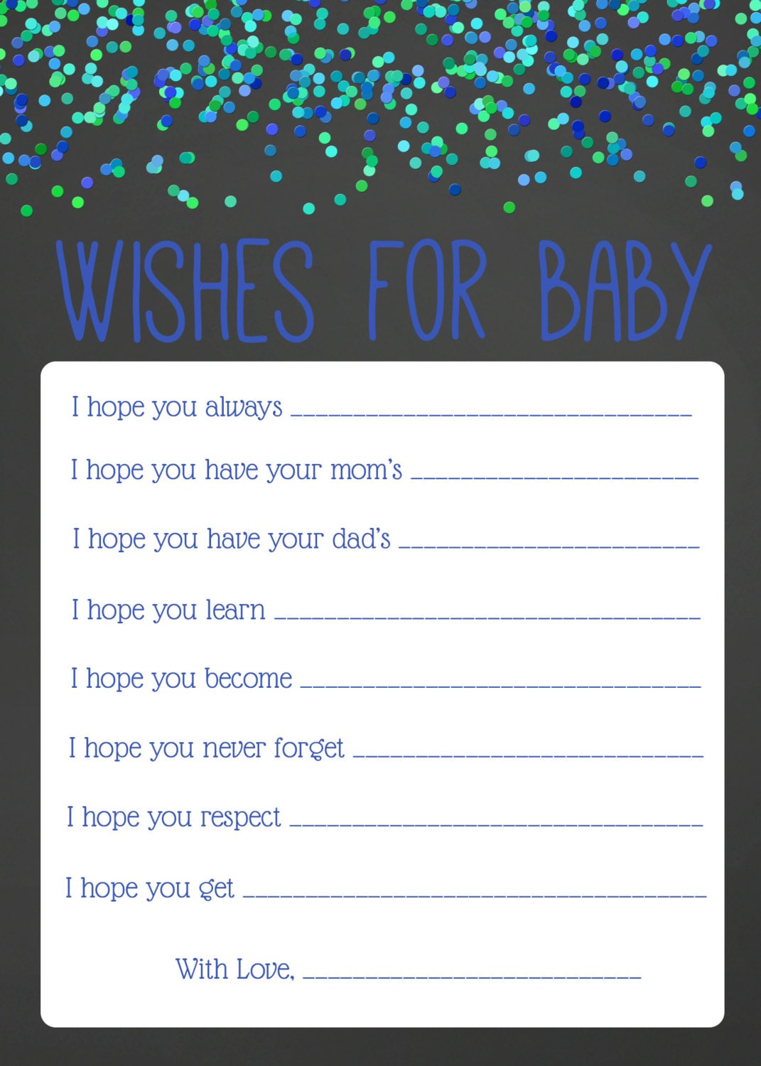 Wishes for Baby Card Boy Baby Shower Printable Baby Shower | Etsy