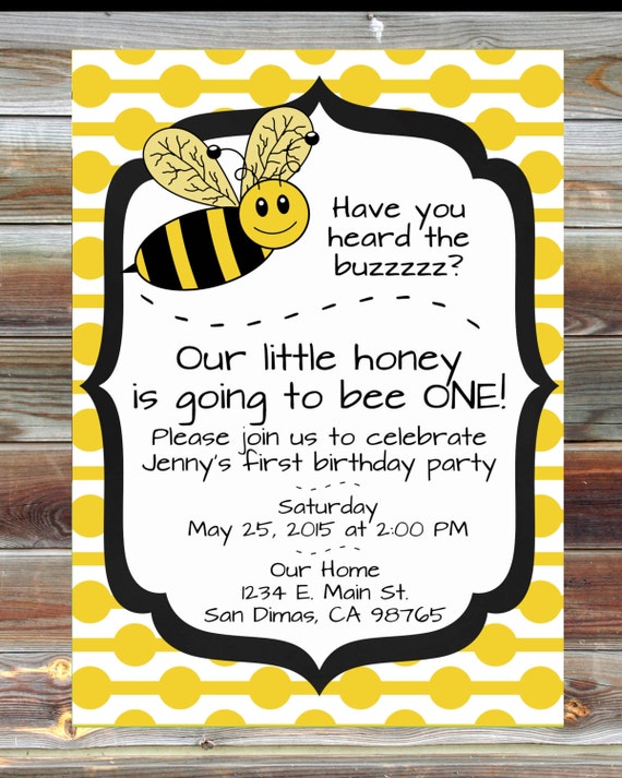 Bee Theme First Birthday Invitation 1st Birthday Boy Girl Etsy