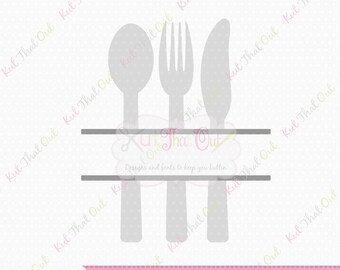 Exclusive Split Silverware Trio Design SVG & DXF Cut File, Shown with our