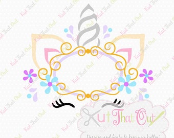 EXCLUSIVE Monogram Unicorn SVG and DXF File, Shown with our Fancy Oval Monogram Font Not Included