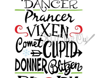 Exclusive Reindeer Names SVG & DXF File