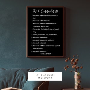 The 10 Commandments - Exodus 20:2-17 Bible Verse Wall Art, Poster, Verses, DIGITAL DOWNLOAD, The Ten Commandments, Printable , Scripture