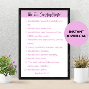 The Ten Commandments wall art, commandment printable, 10 commandment posters, the 10 commandments printable, scripture verse printable,verse