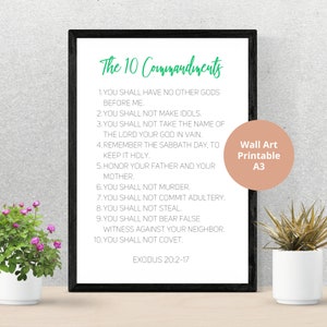 The 10 commandments wall art printable, the ten commandments wall art, 10 commandments poster print, Christian wall art, Nursery wall art
