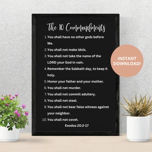 The 10 Commandments - Exodus 20:2-17 Bible Verse Wall Art, Poster, Verses, DIGITAL DOWNLOAD, The Ten Commandments, Printable , Scripture