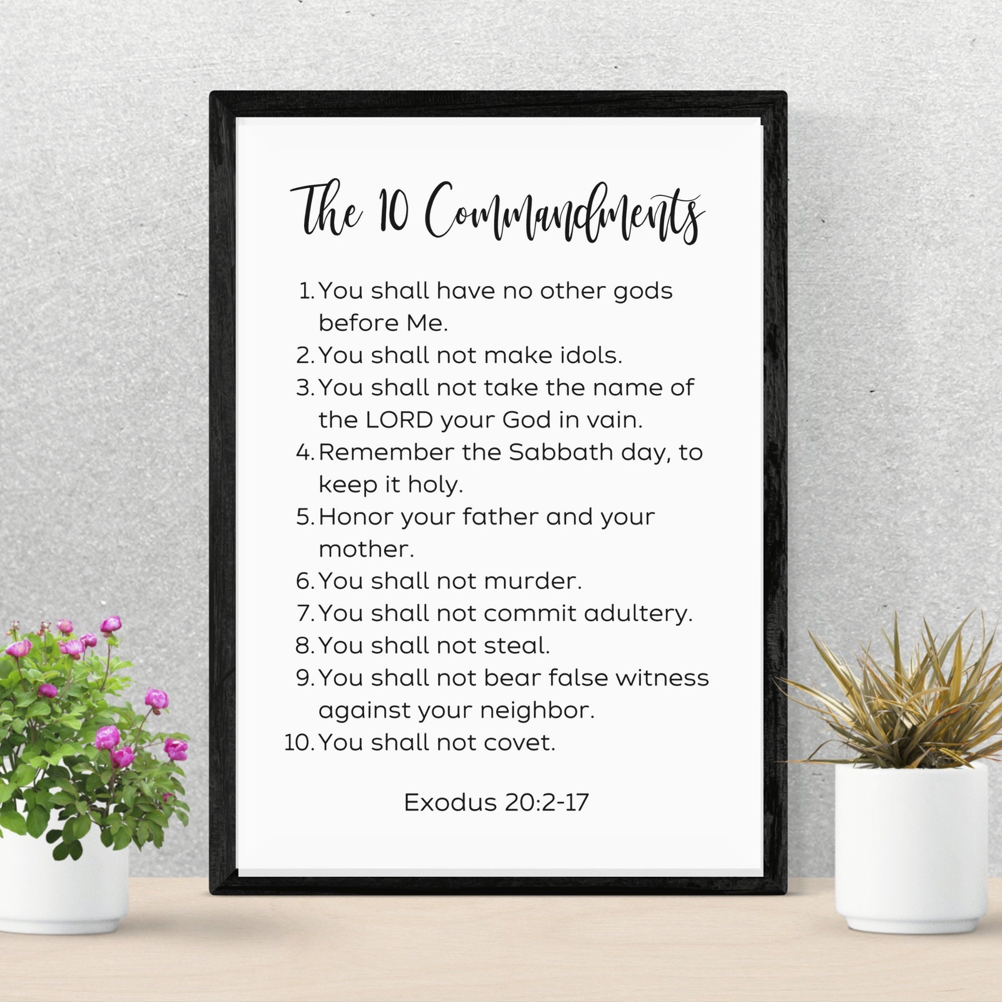 The 10 Commandments Exodus 20 2 17 Bible Verse Wall Art Poster 