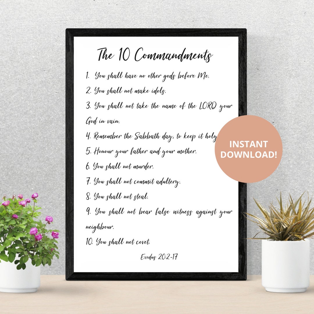 The 10 Commandments Exodus 20 2 17 Bible Verse Wall Art Poster 