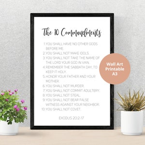 The ten commandments, the 10 commandments printable,Christian wall art, poster printables, ten commandments poster prints,Exodus printable