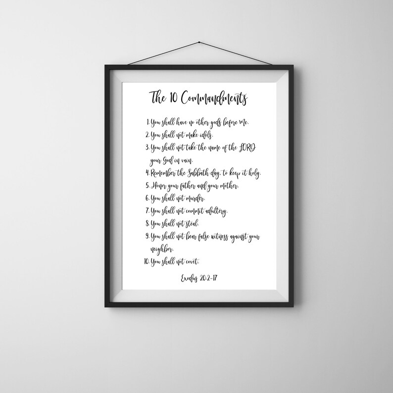 The Ten Commandments Wall Art, Commandment Printable, 10 Commandment