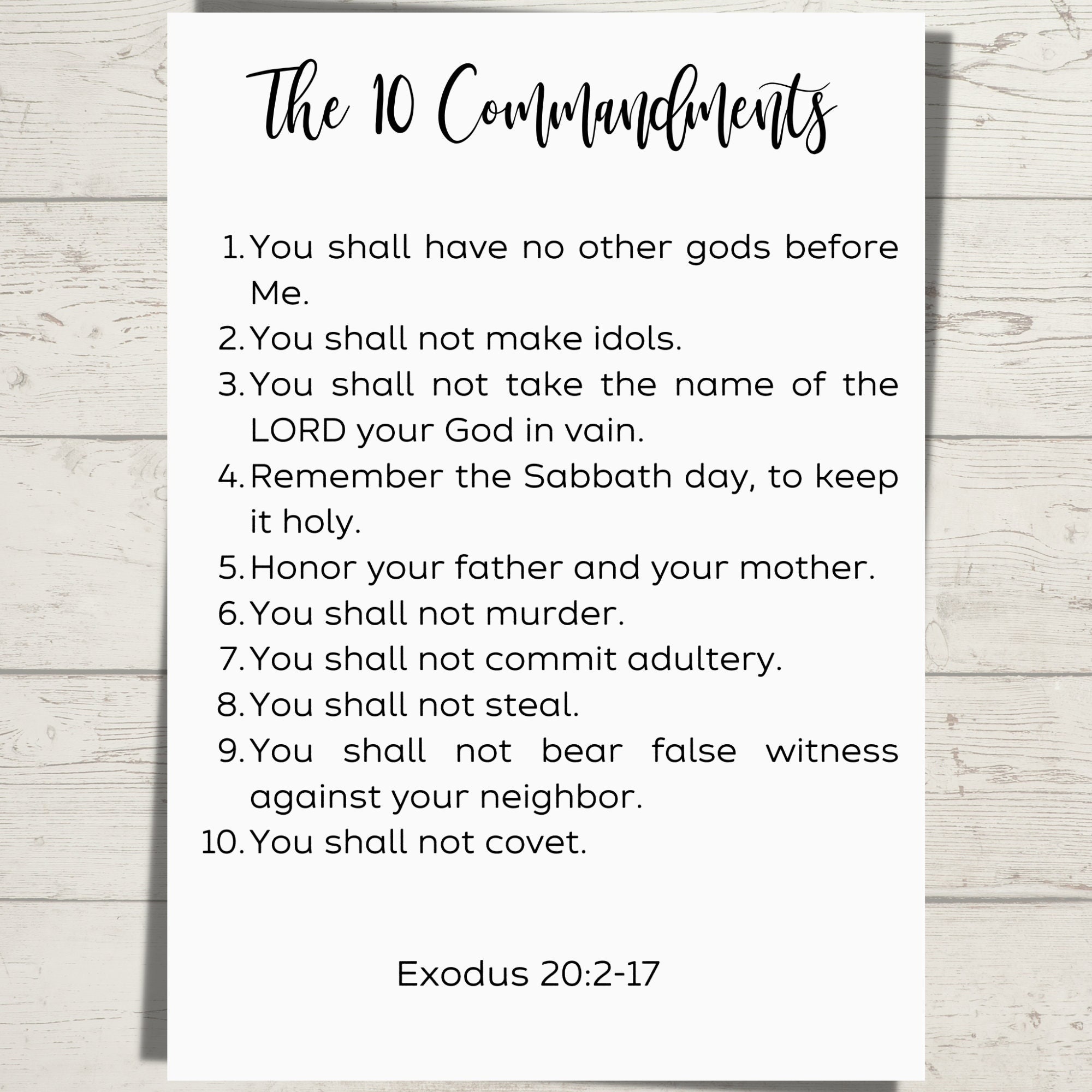 10 commandments list
