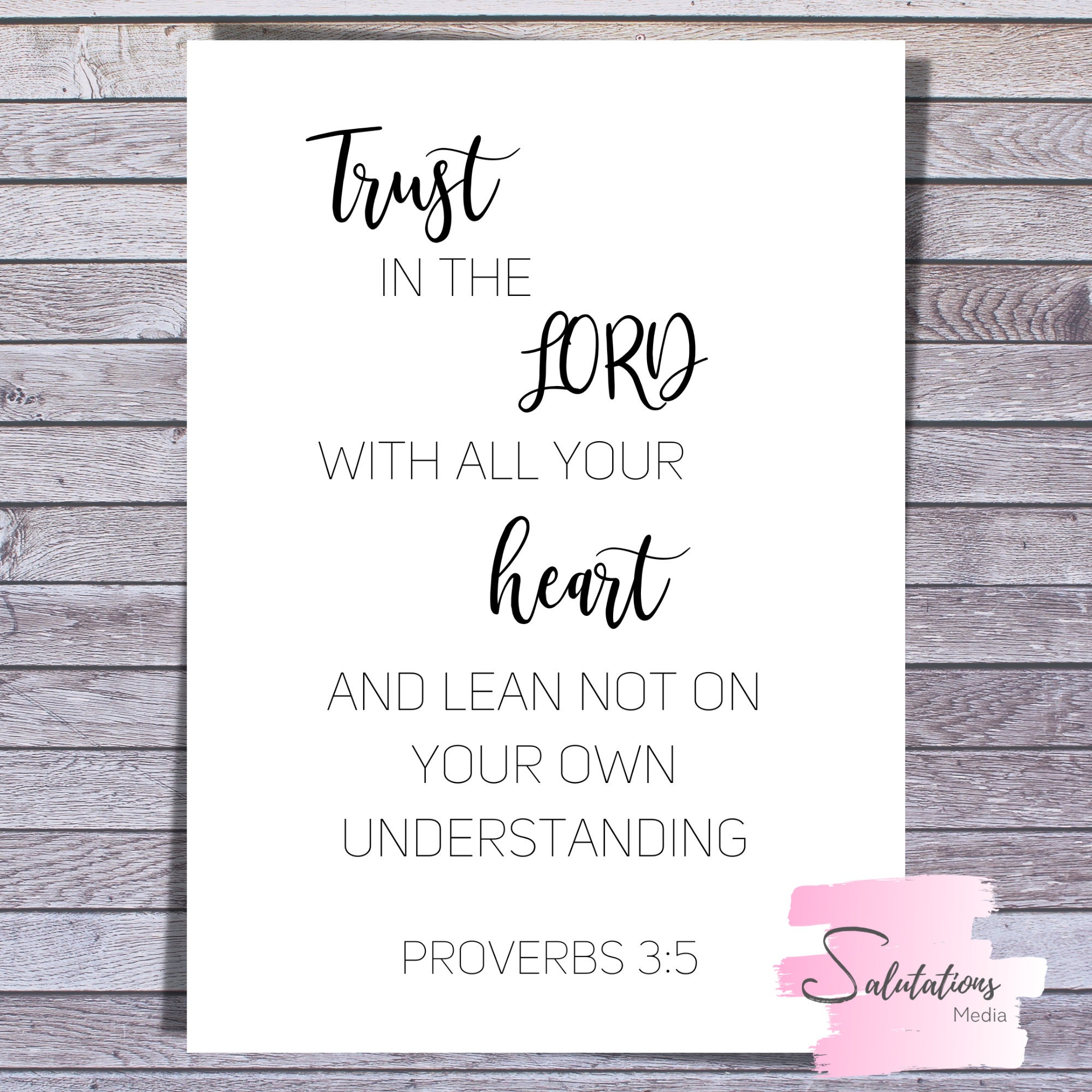 Proverbs 3:5 Trust in the Lord, Scripture Printables, Chrisitan Wall ...