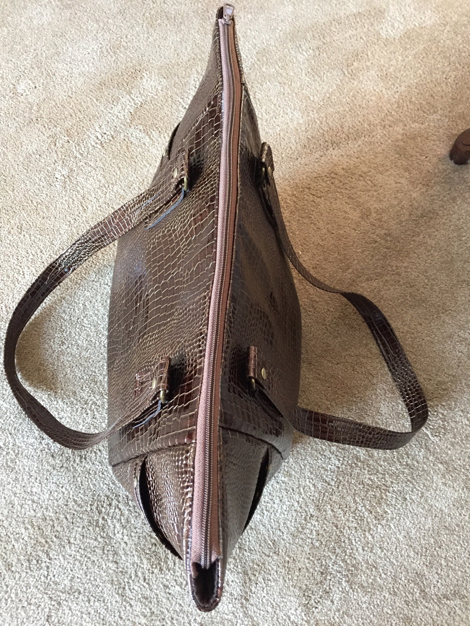 Vinyl Handbag Purse Faux Leather Handbag Dark Brown Vinyl Etsy