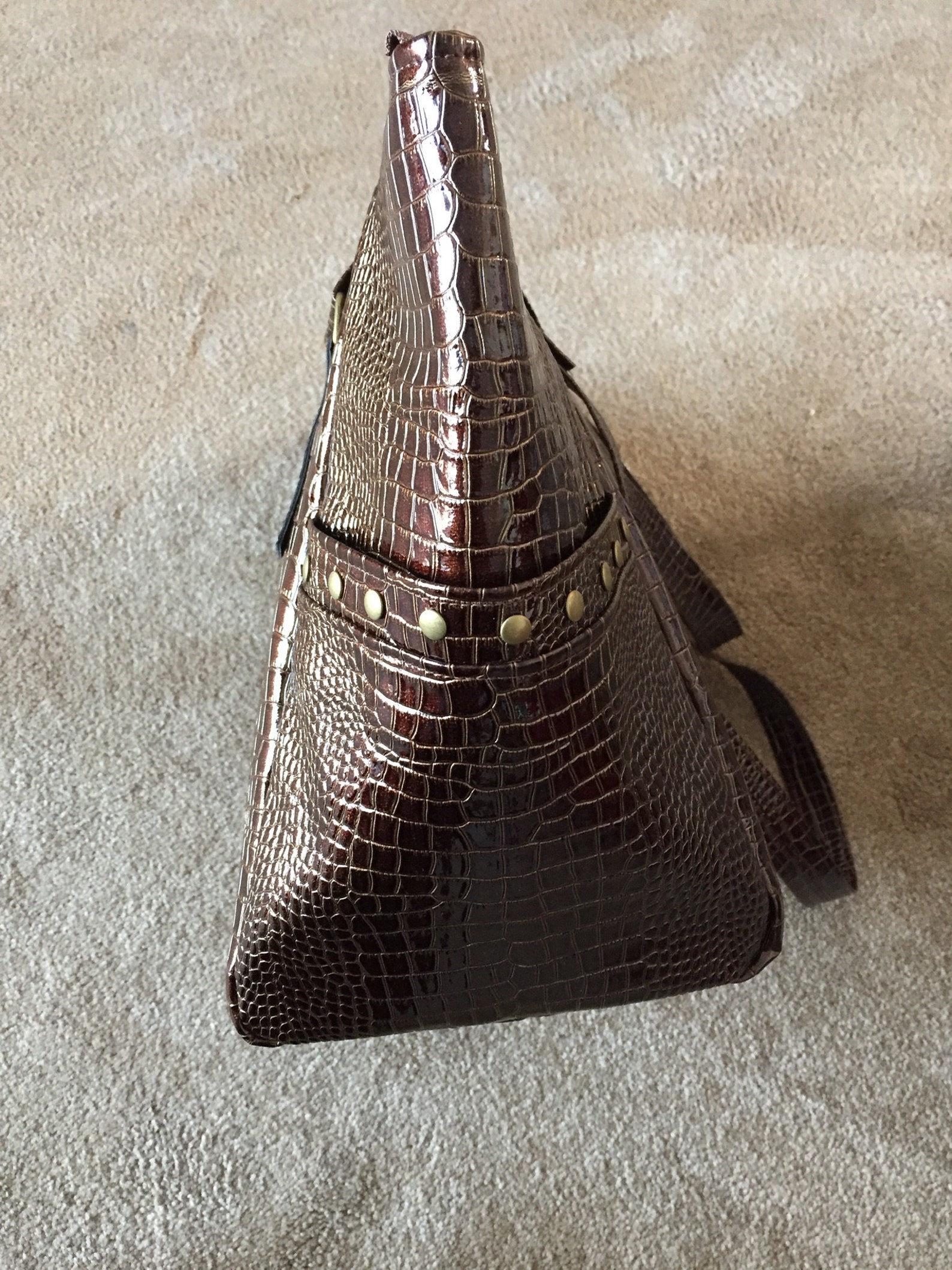 Vinyl Handbag Purse Faux Leather Handbag Dark Brown Vinyl - Etsy