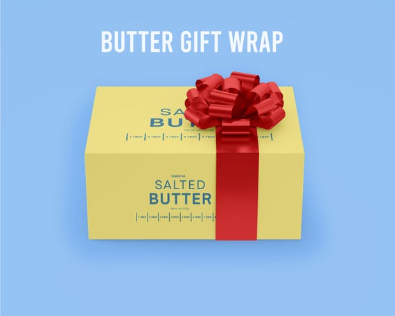 Butter Gift Wrap | Funny Gift Wrap, Butter Wrapping Paper, Cooking gift wrap, funny gift wrap, gifts for her, Cute gift wrap