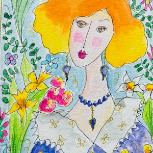 Original watercolour painting (17x11cm) - Fleur