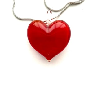 Murano glass red heart pendant with sterling silver chain.