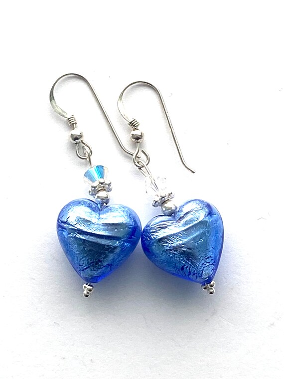 thumbnail image 2 of Glass Of Venice Murano Glass Heart Earrings - Handmade Sky Blue Italian Jewelry 2 of 9