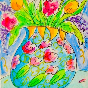 ACEO original Aquarell Malerei - Wild Bunch.