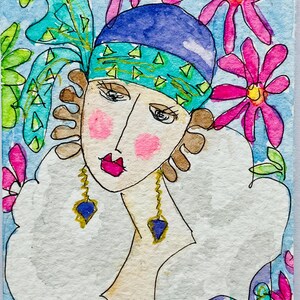 Pintura de acuarela original de ACEO - Flora