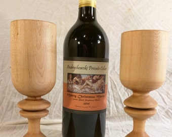 Pair of His and Hers Maple Goblets