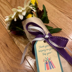 Teacher Appreciation Gift - Custom Bouquet Tags - Thanks for Helping Me Grow