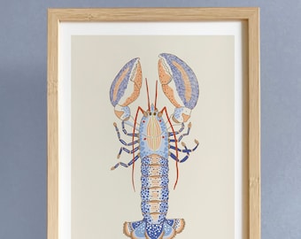 limited edition print illustration drawing (Blue lobster)