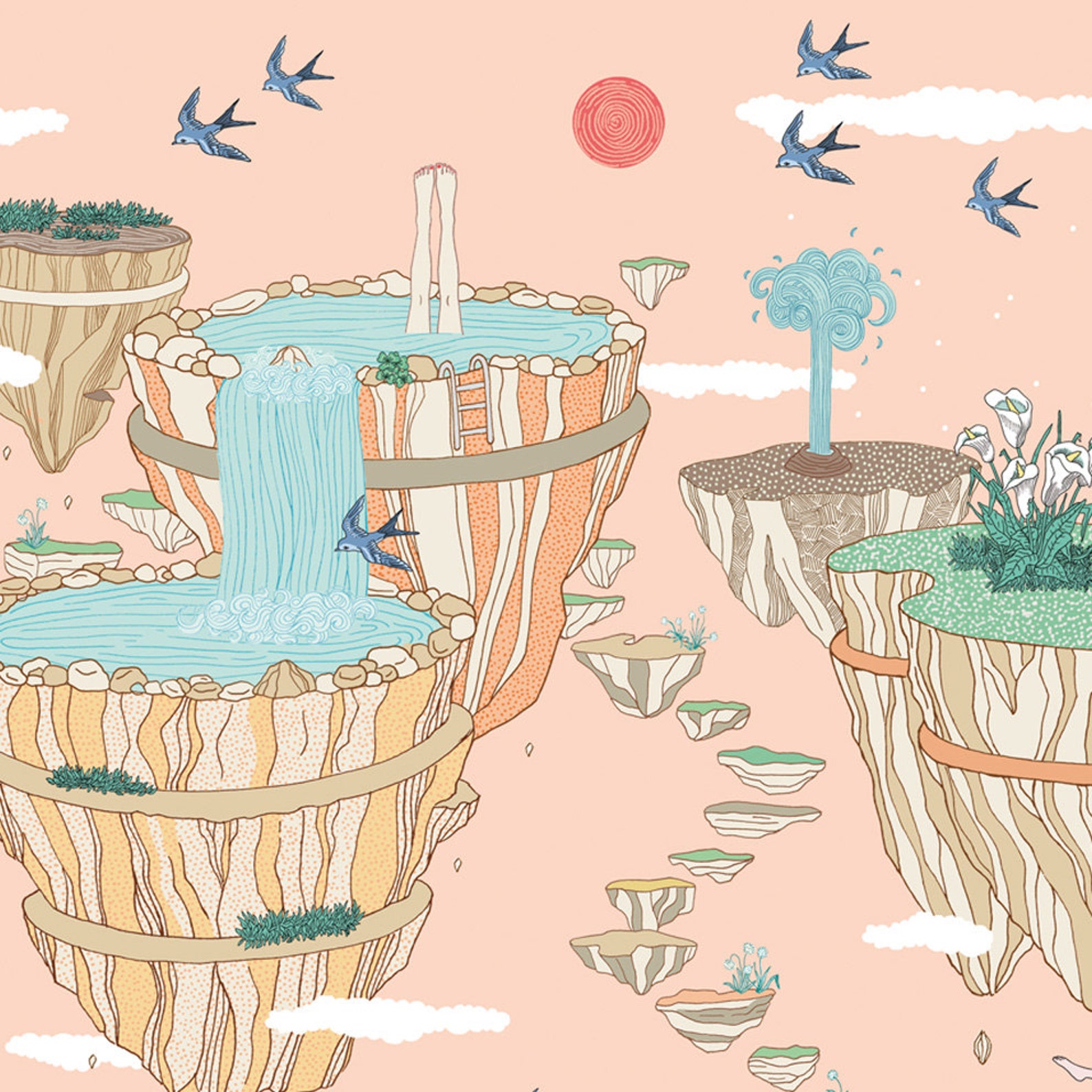 Limited Edition Print Upside Down Mountainssize A4 Wall Etsy