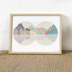 ilustración print edición limitada paisaje montañas prismáticos