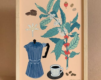 illustration, limited edition print , coffee time