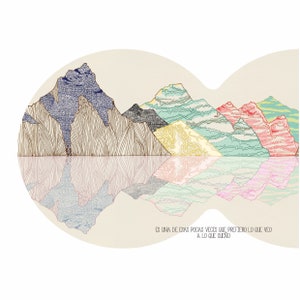 mountains illustration, limited edition print blue sky image 3