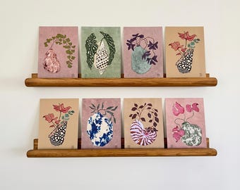 Botanical postcards - pack of postcards featuring flowers and plants in ceramic vases - Japanese-inspired illustration